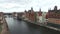 Flight over the river MotÅ‚awa in Gdansk, Poland, 07 2016, aerial footage