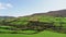 Flight over typical Irish landscape on a sunny day