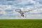 Flight of quadrocopter over bean field