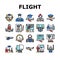 Flight School Educate Collection Icons Set Vector