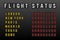 Flight status board with cancelled worldwide flights and passenger chaos due to global travel ban restrictions - Airline delays