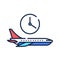 Flight time color line icon. Departure time of a particular flight. May vary. Pictogram for web page, mobile app, promo. UI UX GUI