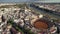 Flighting around Maestrans, corrida arena in Seville at sunset, Spain