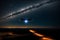 Flightpath of Alien Spaceship over Distant Planet