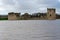 Flint Castle seen on the day of an unusually high spring tide