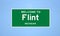 Flint, Michigan city limit sign. Town sign from the USA.