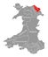 Flintshire red highlighted in map of Wales