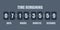 Flip countdown clock counter timer. Vector time remaining count down flip board with scoreboard of day, hour, minutes and seconds