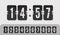 Flip countdown number on transparent vector illustration template. Scoreboard number font. Vintage clock time counter.
