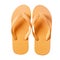 Flip flop beach shoes yellow isolated on white background close up