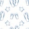 Flip flop shoe seamless vector pattern background. Hand drawn outline style with cute starfish. White and blue colors