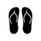 Flip Flop Slipper Summer Black Silhouette Icon. Sandal with Sole for Beach Travel Vacation Pool Relax Glyph Pictogram