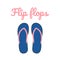 Flip flop top view. Women`s beach shoes