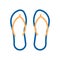 Flip flops beach footwear icon. Vector thin line illustration.