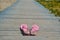 Flip flops on beach stairs