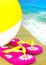 Flip Flops and Beachball by Ocean