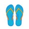 Flip flops with footprints isolated on a white background