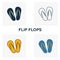 Flip Flops icon set. Four elements in diferent styles from clothes icons collection. Creative flip flops icons filled, outline,