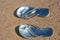 flip-flops left on the beach