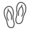 Flip flops line icon, travel and tourism, beach