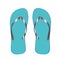 Flip-flops male blue color, for the beach, on a white background.