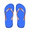 Flip-flops male blue color, for the beach, on a white background.