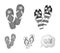 Flip-flops monochrome icons in set collection for design. Beach shoes vector symbol stock web illustration.