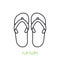 Flip-flops outline icon. Vector illustration. Beach shoes for summer time. Symbol of summertime, travel and tourism.