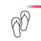 Flip flops pair, beach footwear thin line vector icon.