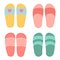 Flip flops shoes vector, slippers view from above