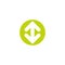 Flip Vertical icon. Two white opposite arrows in green circle isolated on white. Flat icon. Exchange