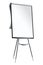 Flipchart mockup. Presentation and seminar whiteboard with blank paper sheets. Flip chart on tripod with space for text