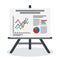 Flipchart, whiteboard screen with marketing data