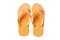 Flipflop beach shoes yellow on white background