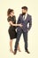 Flirting with boss. Man and woman business colleagues. Office flirt. Career company. Office couple. Flirting and