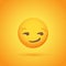 Flirting emoticon smile icon with shadow for social network design