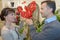 Flirting in flower shop