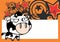 Flirty Little big head cow expression background