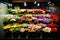 Fllower shop with colourful flowers at supermaket