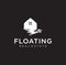 Float home Floating House Logo Design Template on black background. Real Estate Silhouette Logo