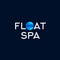 Float Spa logo. Blue waves in a circle on a dark background. Thalassotherapy, spa resort emblem.