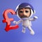 Floating astronaut in 3d space reaching for a UK Pounds Sterling currency symbol