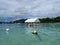 A floating bar on a Caribbean island