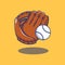 Floating baseball sports glove and ball illustration design