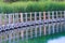 A floating boardwalk reflected in calm waters