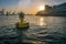 Floating buoy in a port with solar lantern