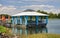 floating  cafe on the pier by the lake .