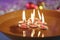 Floating Candles and Paper Boat in Bowl of Water