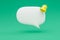 floating chat symbol for smartphone application ui on orange background reminder popup bell notification alert or alarm icon sign
