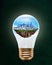 Floating City of San Francisco Inside Light Bulb With Copy Space